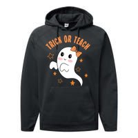 Trick Or Teach Cute Halloween Teacher Performance Fleece Hoodie