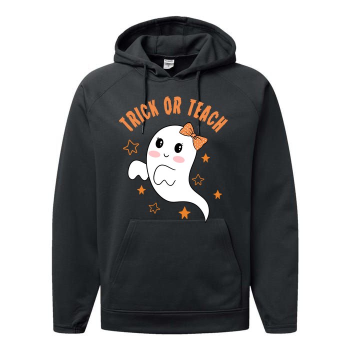 Trick Or Teach Cute Halloween Teacher Performance Fleece Hoodie