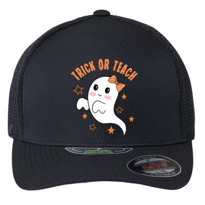 Trick Or Teach Cute Halloween Teacher Flexfit Unipanel Trucker Cap