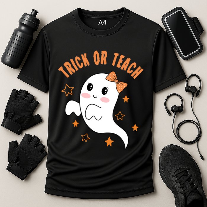 Trick Or Teach Cute Halloween Teacher Cooling Performance Crew T-Shirt