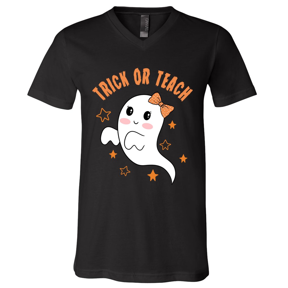 Trick Or Teach Cute Halloween Teacher V-Neck T-Shirt