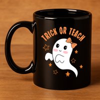 Trick Or Teach Cute Halloween Teacher 11oz C Handle Ceramic Mug