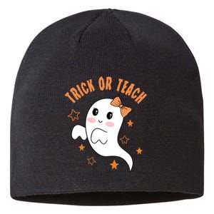 Trick Or Teach Cute Halloween Teacher Sustainable Beanie