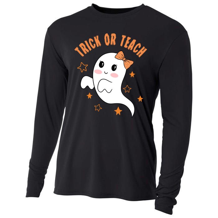 Trick Or Teach Cute Halloween Teacher Cooling Performance Long Sleeve Crew