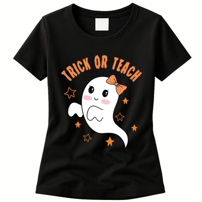 Trick Or Teach Cute Halloween Teacher Womens T-Shirt