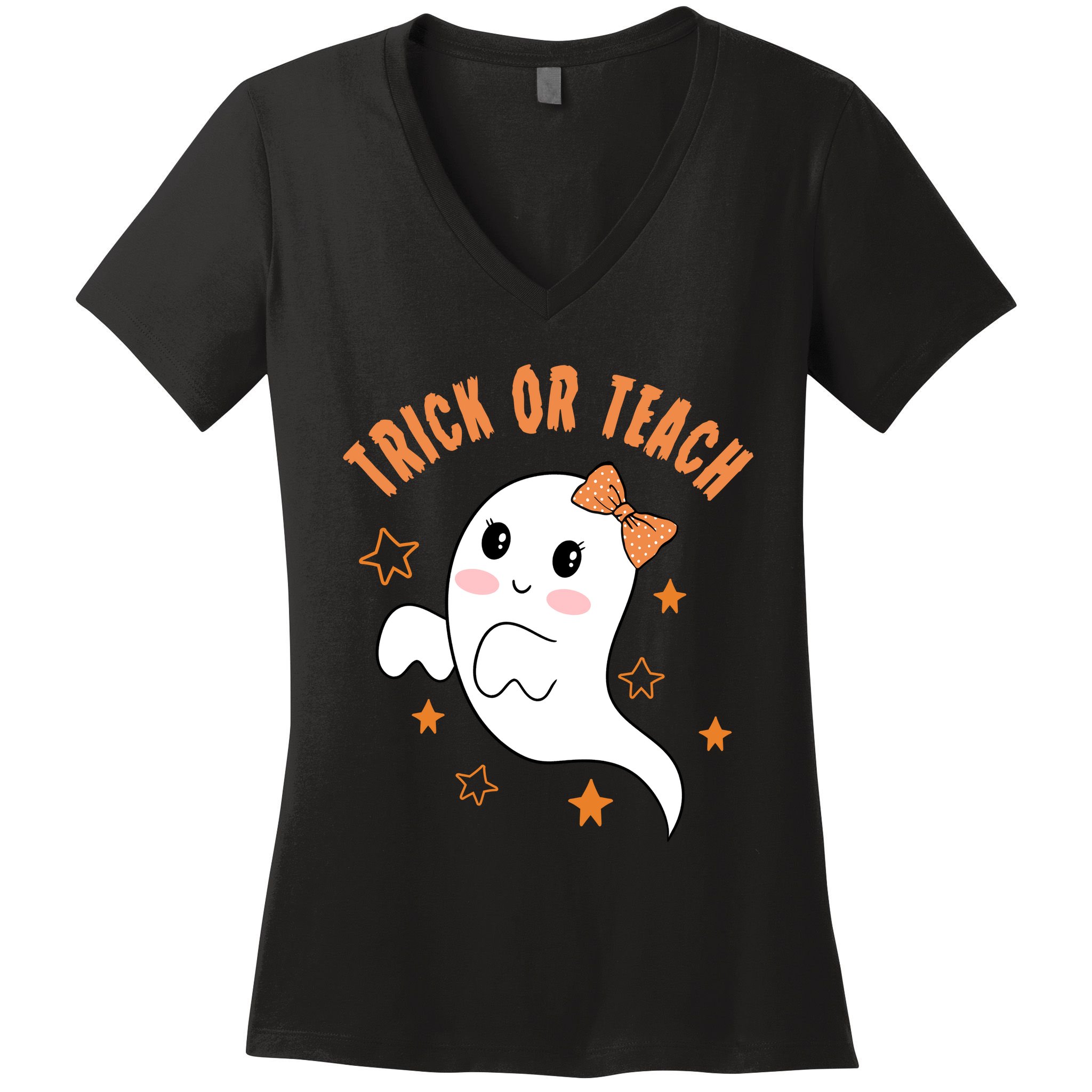 Trick Or Teach Cute Halloween Teacher Women's V-Neck T-Shirt