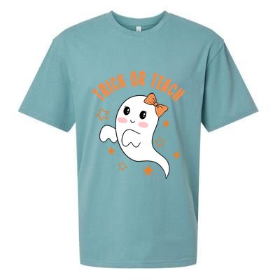 Trick Or Teach Cute Halloween Teacher Sueded Cloud Jersey T-Shirt