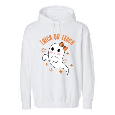 Trick Or Teach Cute Halloween Teacher Garment-Dyed Fleece Hoodie