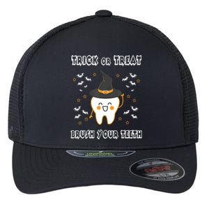 Trick Or Treat Brush Your Teeth Dentist Halloween Costume Gift Flexfit Unipanel Trucker Cap