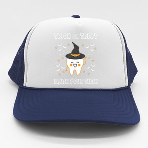 Trick Or Treat Brush Your Teeth Dentist Halloween Costume Gift Trucker Hat