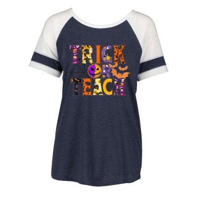 Trick Or Teach Funny Teacher Halloween Costume Wo  Enza Ladies Jersey Colorblock Tee