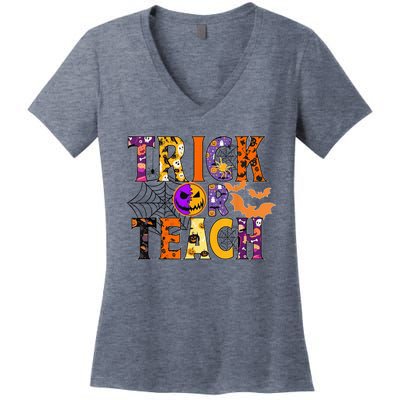 Trick Or Teach Funny Teacher Halloween Costume Wo  Women's V-Neck T-Shirt