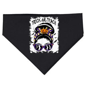 Trick or Teach Cute Halloween Teacher Messy Bun Retro Shades USA-Made Doggie Bandana