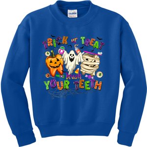 Trick Or Treat Brush Your Th Halloween Dental Hygienist Gift Kids Sweatshirt