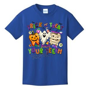 Trick Or Treat Brush Your Th Halloween Dental Hygienist Gift Kids T-Shirt