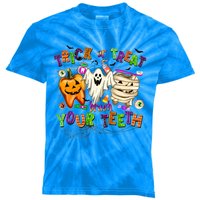 Trick Or Treat Brush Your Th Halloween Dental Hygienist Gift Kids Tie-Dye T-Shirt