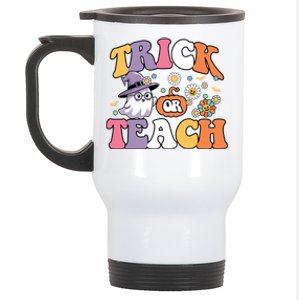 Trick Or Teach Cute Ghost Teacher Spooky Halloween Season Gift Stainless Steel Travel Mug