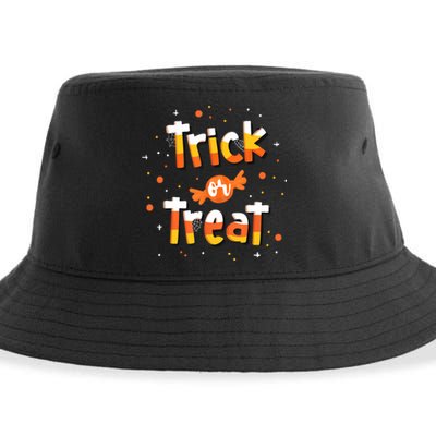 Trick Or Treat Candy Yellow And Orange Cute Halloween Sustainable Bucket Hat