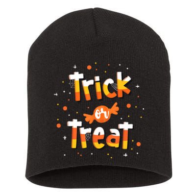 Trick Or Treat Candy Yellow And Orange Cute Halloween Short Acrylic Beanie