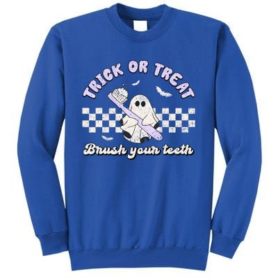 Trick Or Treat Brush Your Teeth Dentist Halloween Costume Great Gift Tall Sweatshirt