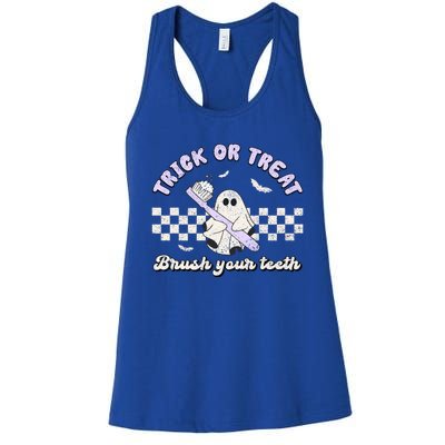 Trick Or Treat Brush Your Teeth Dentist Halloween Costume Great Gift Women's Racerback Tank