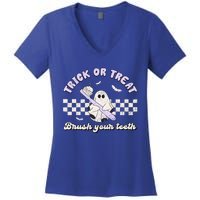 Trick Or Treat Brush Your Teeth Dentist Halloween Costume Great Gift Women's V-Neck T-Shirt