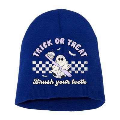 Trick Or Treat Brush Your Teeth Dentist Halloween Costume Great Gift Short Acrylic Beanie