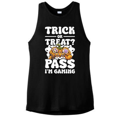 Trick Or Treat Pass IM Gaming Halloween Video Gamer Gift Ladies PosiCharge Tri-Blend Wicking Tank