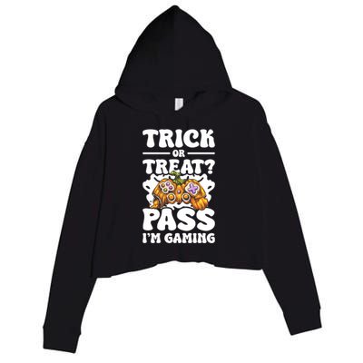 Trick Or Treat Pass IM Gaming Halloween Video Gamer Gift Crop Fleece Hoodie