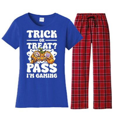 Trick Or Treat Pass IM Gaming Halloween Video Gamer Gift Women's Flannel Pajama Set