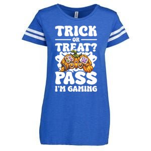 Trick Or Treat Pass IM Gaming Halloween Video Gamer Gift Enza Ladies Jersey Football T-Shirt