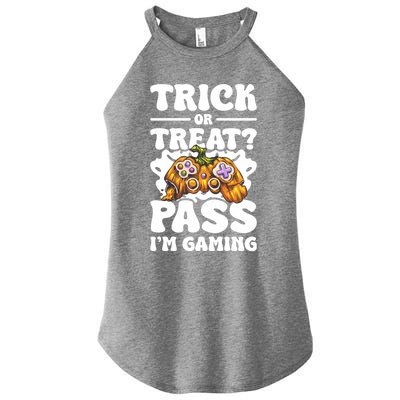 Trick Or Treat Pass IM Gaming Halloween Video Gamer Gift Women's Perfect Tri Rocker Tank