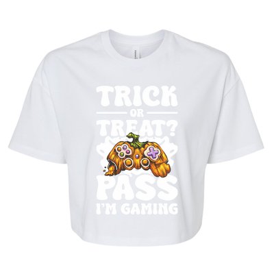 Trick Or Treat Pass IM Gaming Halloween Video Gamer Gift Bella+Canvas Jersey Crop Tee