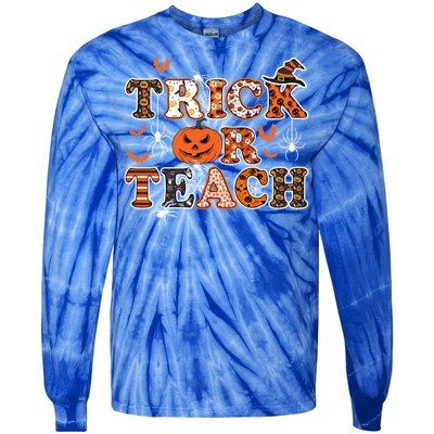 Trick Or Teach Funny Teacher Halloween Costume 2020 Funny Gift Cute Gift Tie-Dye Long Sleeve Shirt