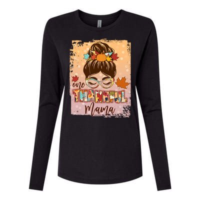 Thanksgiving One Thankful Mama Womens Cotton Relaxed Long Sleeve T-Shirt