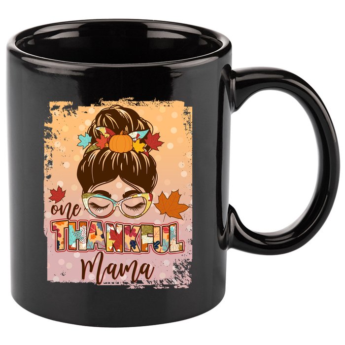 Thanksgiving One Thankful Mama 11oz C Handle Ceramic Mug