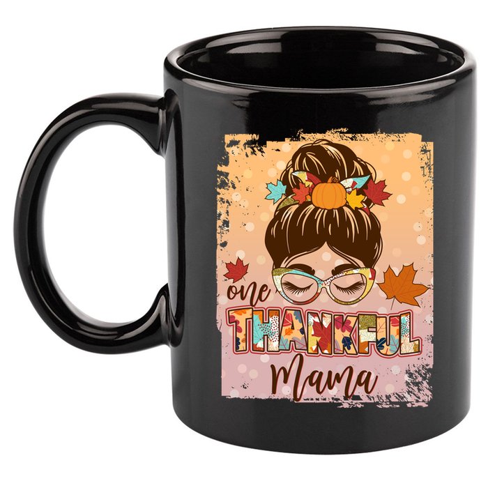 Thanksgiving One Thankful Mama 11oz C Handle Ceramic Mug