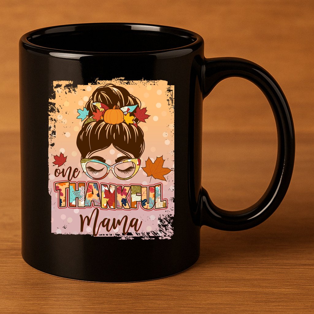 Thanksgiving One Thankful Mama 11oz C Handle Ceramic Mug