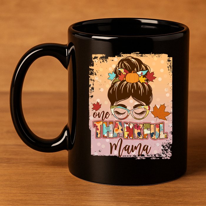 Thanksgiving One Thankful Mama 11oz C Handle Ceramic Mug