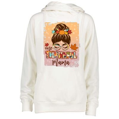 Thanksgiving One Thankful Mama Womens Funnel Neck Pullover Hood