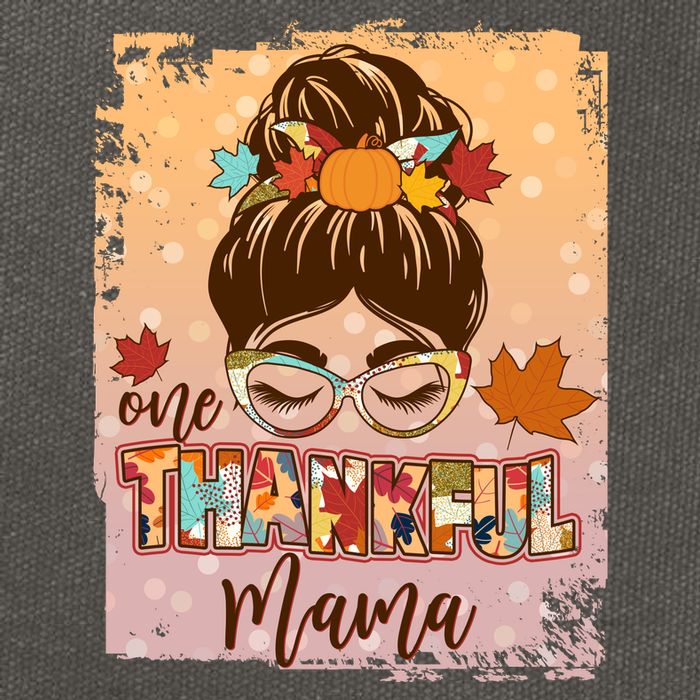 Thanksgiving One Thankful Mama Cotton Canvas Backpack