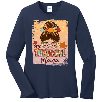 Thanksgiving One Thankful Mama Ladies Long Sleeve Shirt