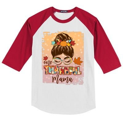 Thanksgiving One Thankful Mama Kids Colorblock Raglan Jersey