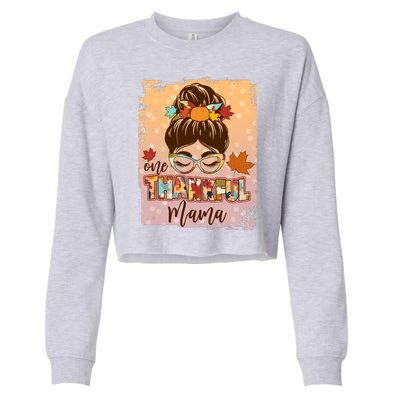 Thanksgiving One Thankful Mama Cropped Pullover Crew