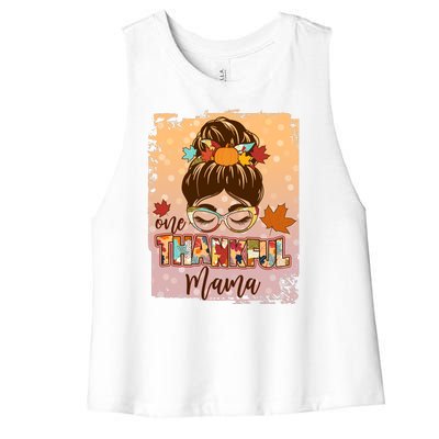 Thanksgiving One Thankful Mama Women's Racerback Cropped Tank