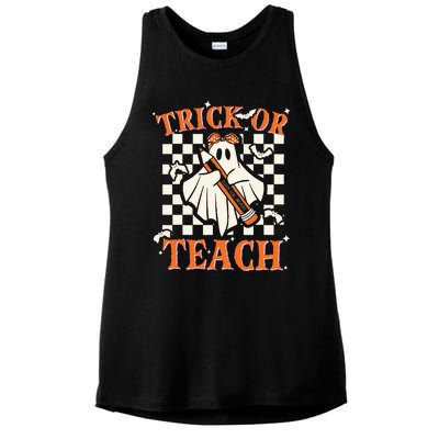 Trick Or Teach Retro Halloween Teacher Ladies PosiCharge Tri-Blend Wicking Tank