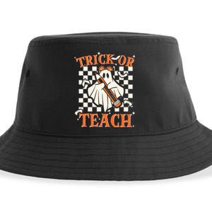 Trick Or Teach Retro Halloween Teacher Sustainable Bucket Hat