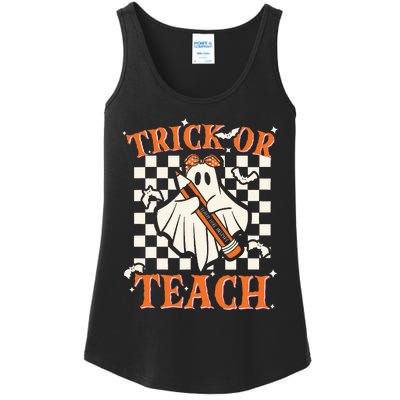 Trick Or Teach Retro Halloween Teacher Ladies Essential Tank