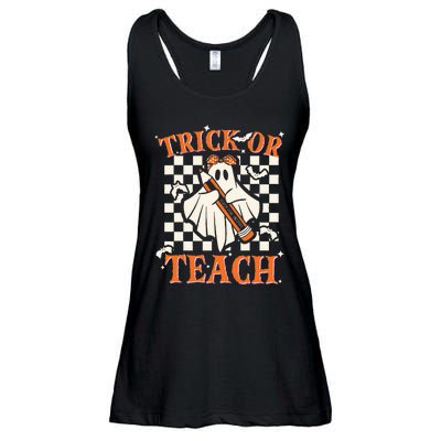 Trick Or Teach Retro Halloween Teacher Ladies Essential Flowy Tank