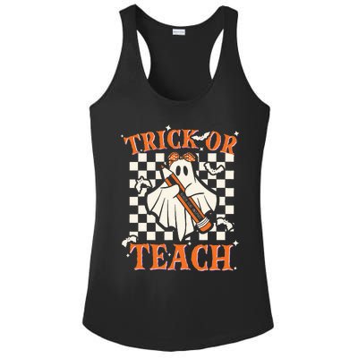 Trick Or Teach Retro Halloween Teacher Ladies PosiCharge Competitor Racerback Tank